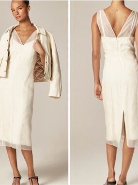 cotton poplin apron dress with convertible straps J.Crew White Cotton Poplin Apron Dress & Convertible Straps & Pockets Sz 12 NWT